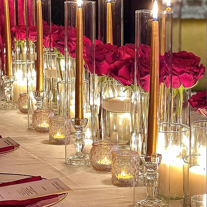 36pcs Assorted Gold Votive Candle Holders, Tea Light Candle Holder Glass for Wedding Table Decor, Gold Candle Holders for Table Centerpiece, Brithday and Holiday Decorations