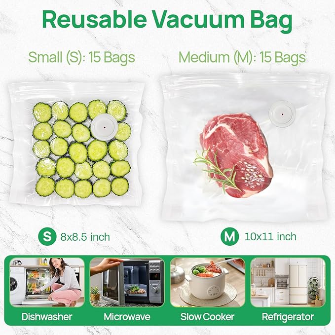 Vacuum Sealer,Compact Vacuum Sealer For Food Preservation,Portable Cordless Handheld Sealer Machine Food Fresh (With 30 Reusable Vacuum Seal Bags)