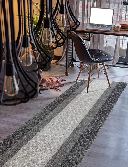 Custom Size Hallway Runner Rug Grey Color 31 inch Wide Select Your Length Non-Slip (Skid Resistance) Rubber Backing 20 feet x 31 inch