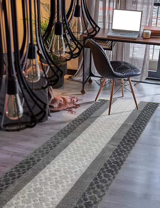 Custom Size Hallway Runner Rug Grey Color 31 inch Wide Select Your Length Non-Slip (Skid Resistance) Rubber Backing 30 feet x 31 inch