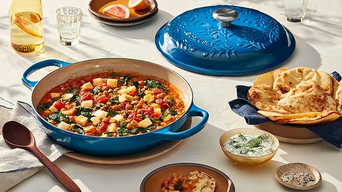 Le Creuset Olive Branch Collection Enameled Cast Iron Signature Braiser, 3.5 qt., Marseille with Embossed Lid