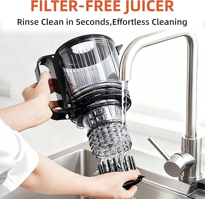 celiberry Cold Press Juicer Machines, 5.3” Large Feed Chute Slow Masticating Juicer for Whole Fruits & Vegetables, Easy Clean, 300W Quiet Juice Extractor, 99% High Juice Yield, Black