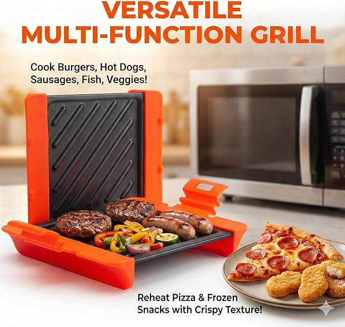 MACONEE Microwave Sandwich Maker & Panini Press - Non-Stick Microwave Grill Pan & Crisper Plate for Crispy Grilled Cheese, Toast, Burgers - Dishwasher Safe Cookware for College Dorm, Office & RV