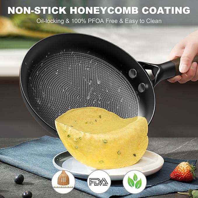 LAMFO 10" Cast Iron Skillets, Nonstick Frying Pans with Detachable Handle, Oven & Dishwasher Safe, Works with All Gas, Electric and Induction Stoves