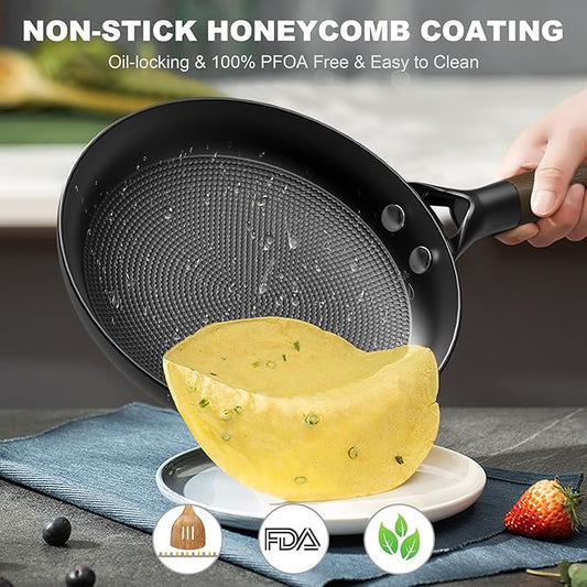 LAMFO 10" Cast Iron Skillets, Nonstick Frying Pans with Detachable Handle, Oven & Dishwasher Safe, Works with All Gas, Electric and Induction Stoves