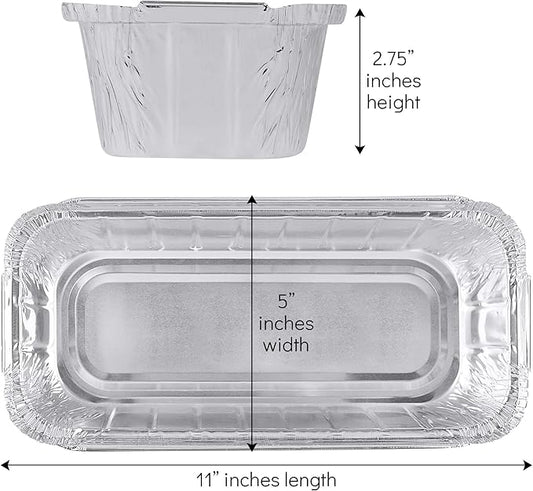 PLASTICPRO [3 Lb 10 Pack Disposable Loaf Pans Aluminum Tin Foil Meal Prep Bakeware - Cookware Perfect for Baking Cakes, Bread, Meatloaf, Lasagna 3 Pound 11'' X 5'' X 2.75''