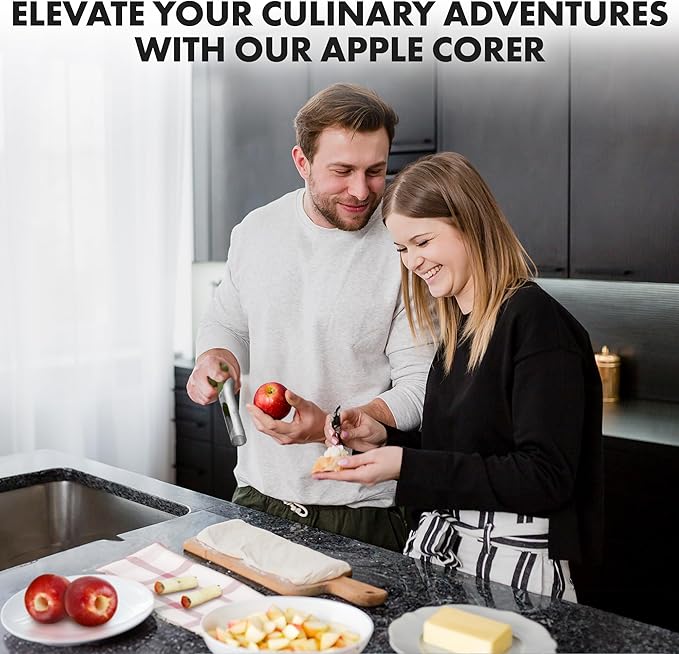Zulay Kitchen Premium Apple Corer Tool - Ultra Sharp, Stainless Steel, Serrated Blades for Easy Coring - Easy to Use & Clean, Durable Apple Corer Remover for Baking Apples & More - Olive Green
