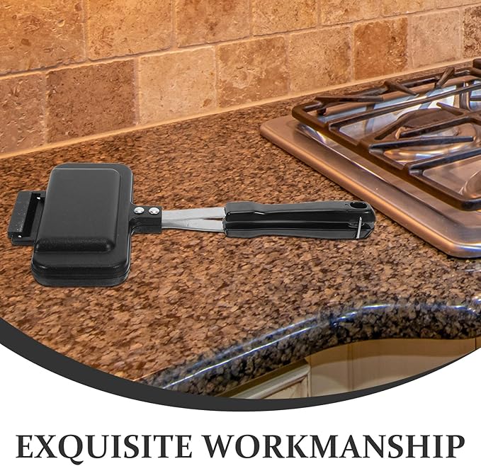 Sandwich Maker With Handle : Grilled Double-Sided Frying Pan For Breakfast - Campfire Grill Pot - Nonstick Aluminum Alloy Skillet - Flip Baking Mold For Stovetop Egg Cheese