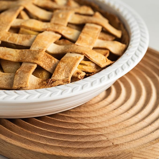 Cormomu Ceramic Pie Pan Set of 2, 11 inch Round Baking Dish, Porcelain Pie Plate, Non-Stick, Oven & Dishwasher Safe, Non-Stick Pie Dish for Baking