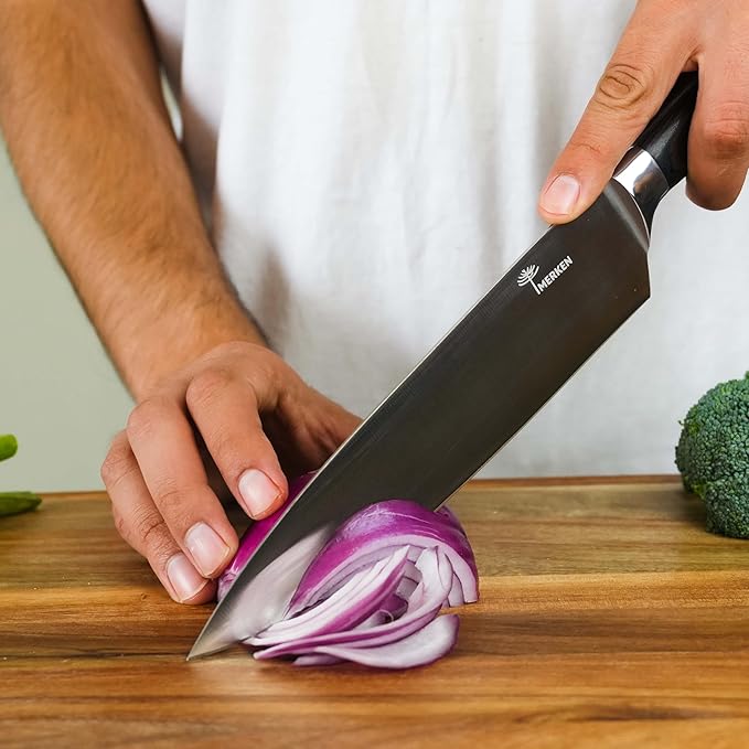 Kitchen Knife Set - 3 Pieces | Chef Knife Set | 8" Chef Knife, 5" Utility, 3.5" Paring | High Carbon Stainless Steel, Ultra Sharp Blades, Ergonomic Pakkawood Handles | Japanese Style Kitchen Knife
