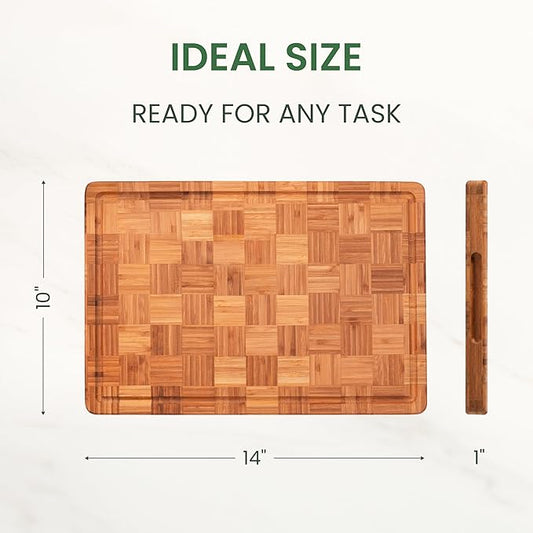 Premium Carbonized Bamboo Cutting Boards – Durable Wooden Chopping Boards with Juice Grooves – Small, Medium, Large & 3-Piece Set – Eco-Friendly, Thick, Crack-Resistant, Easy Grip (Medium)