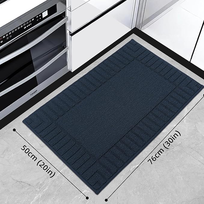 BEQHAUSE-Kitchen-Rugs-and-Mats Non Slip Kitchen Mats for Floor Absorbent Kitchen Rugs Machine Washable Kitchen Floor Mat,Navy Blue 20”x30”