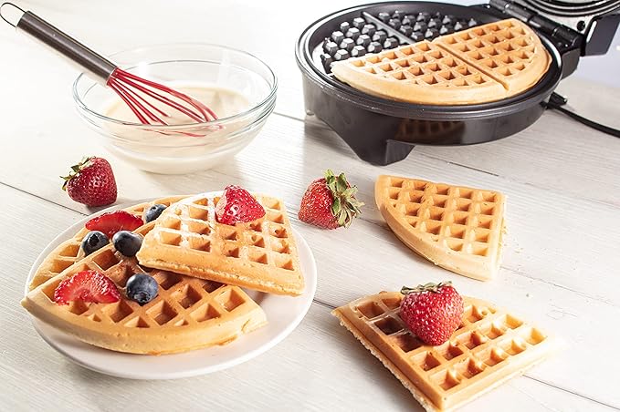 Waffle Maker by Cucina Pro- Griddle Makes 7 Inch Thin, American Style Waffles for Breakfast- NonStick Waffler Iron w Adjustable Temperature Control & Recipe Guide, Easy Use Kitchen Appliance Essential