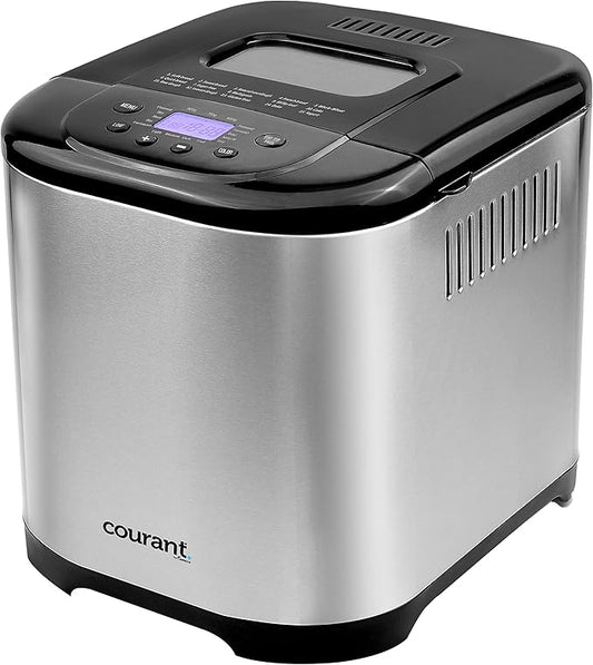 Courant Bread Maker Machine 3 Loaf sizes, Gluten-free, sugar-free, Natural Sourdough, Total 15 Pre-Programmable Cycles, Delay Timer, Easy to Use, Warm Feature - Stainless Steel Automatic
