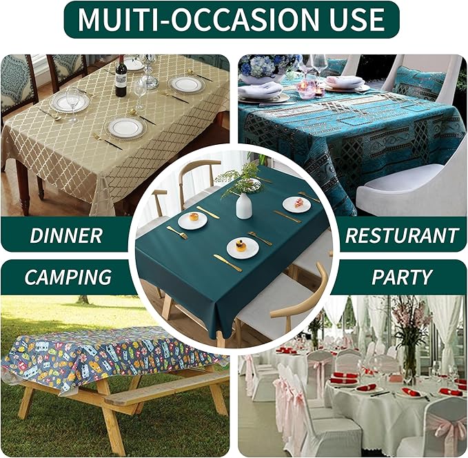 Rectangle Table Cloth,100% Waterproof Tablecloth Oil Proof Spill Proof Vinyl Table Cloth, Wipe Clean Plastic Table Cover for Dining, Camping, Indoor and Outdoor 54" x 102",Navy Blue