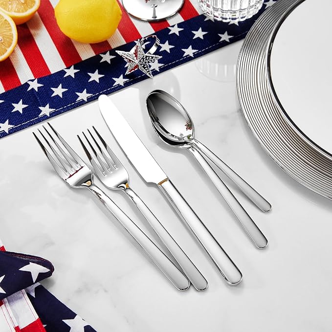 KEAWELL Premium Lucent 4-Piece 9.5 inch Knife Set – Durable Stainless Steel Flatware with Mirror Polish, Dishwasher Safe for Hosting and Everyday Dining (Dinner Knives)