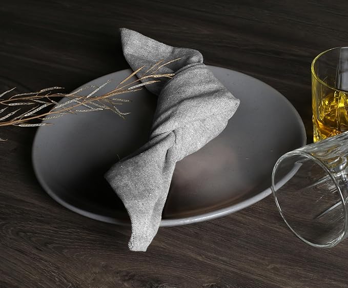 Native Fab Solid Cloth Napkin Set of 4, 100% Chambray Cotton, Washable, Reusable Dinner Cloth Napkin 17x17 inches, Table Decor Napkins for Dinner, Events, Grey
