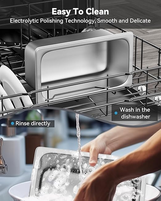 ZeroPone 8 Pack Hotel Pans with Lids, 1/3 Size 6" Deep Stainless Steel Steam Table Pan 22 Gauge Anti Jam Commercial Food Pans for Hotel, Party, Buffet, Catering Supplies