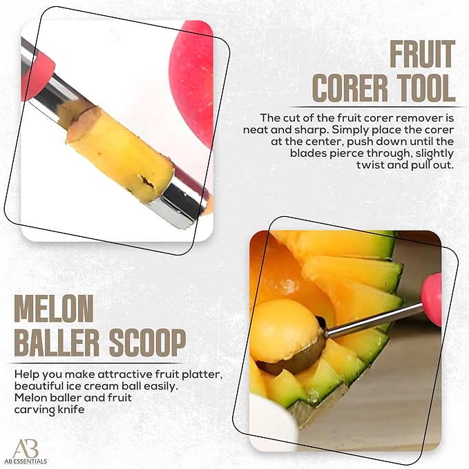 Fruit and Vegetable Corer Set – 6 PCS Stainless Steel Apple Corer, Jalapeno Tool, Melon Baller, Pepper Corer Seed Remover Tool, Pineapple Tomato & Zucchini