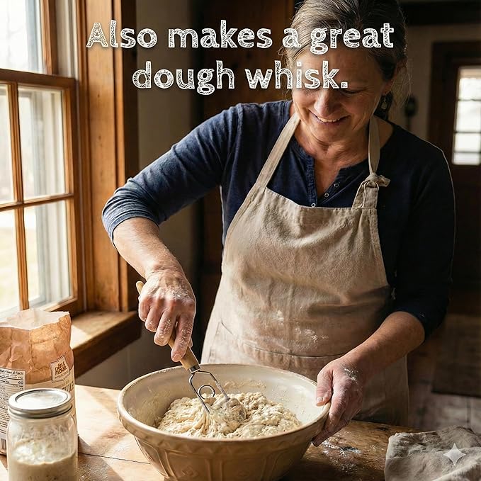 Sourdough Starter Stirring Hook and Dough Whisk | Improve the Mixing Standard Of Your Starter For Better Baking Results | Up Your Sourdough Starter Game | New England Sourdough Starter Co. (13 inches)
