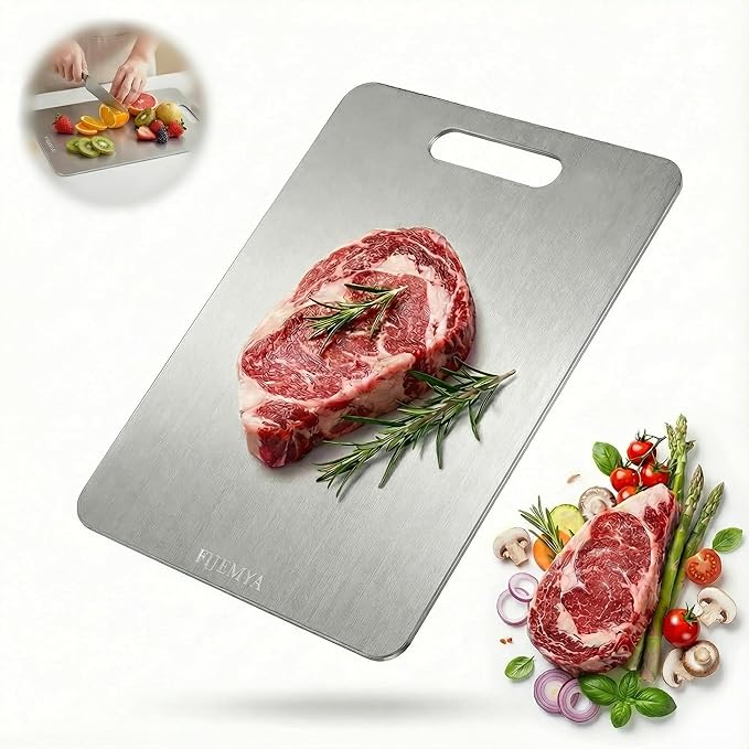 Titanium Cutting Board for Kitchen,Titanium Cutting Boards, Double Sided Non Toxic Chopping Board for Cutting Meat Vegetable Fruit,Easy to Clean(L:13.39L*9.06W)