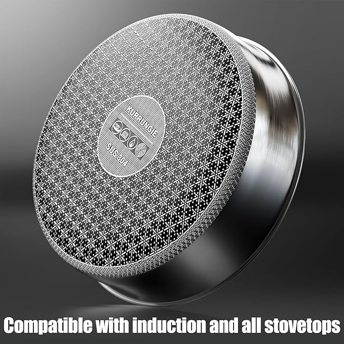 KURRUNGIE 5 Qt Sauté Pan with Lid, 10-inch 5 Ply Stainless Steel Sauce Pan with Lid, Non Stick Frying Pans, Cooking Pot Deep Frying Pan Non-Toxic, For Induction, Oven, Dishwasher Safe