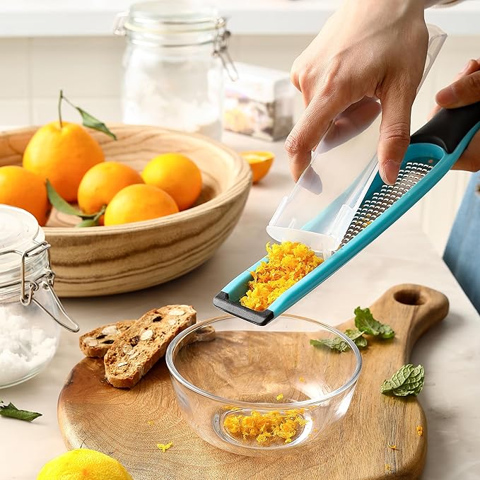 Spring Chef Stainless Steel Premium Swivel Peeler & Handheld Zester/Fine Grater - 2 Product Bundle - Aqua Sky
