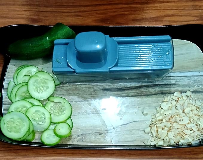 Generic AJE Manual Plastic Dry Fruit Slicer/cutter - Stainless Steel Blade Cutter for Kitchen and Home Use - Perfect for Chopping Herbs, Garlic, Ginger and vegetables., 18cmsX6.5cmsX8.5cms