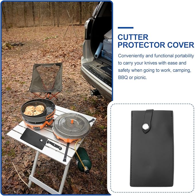 DIYEAH PU Leather Chef Knife Cover Cutter Protector Sheath 17.8X10Cm Kitchen Knife Guard Sleeve for Home Cooking Safety