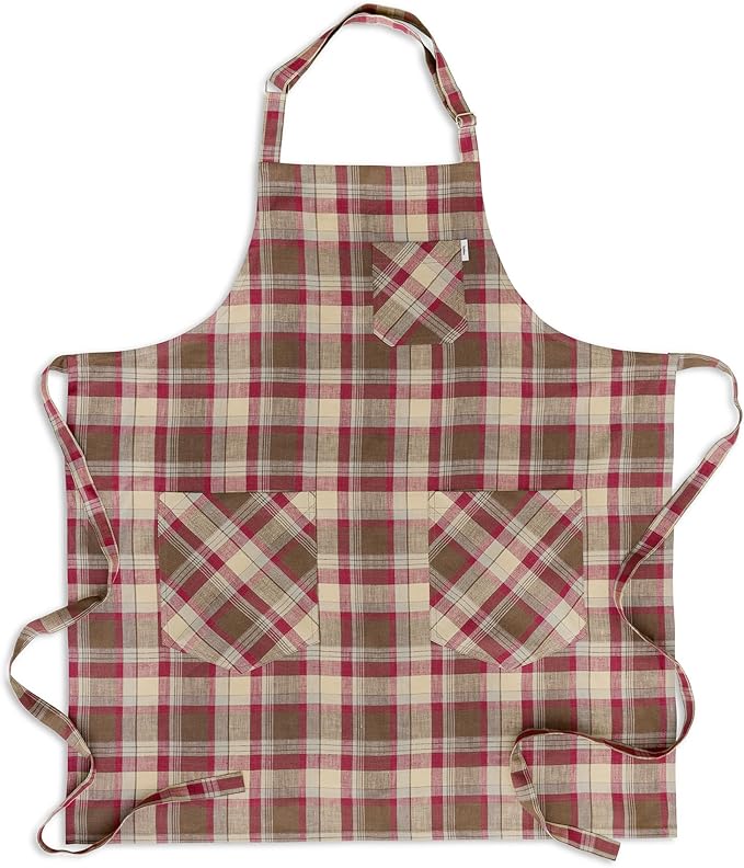 Solino Home Linen Bib Apron for Men & Women - 33 x 30 Inch Kitchen Apron with Front Pockets - Handcrafted from European Flax