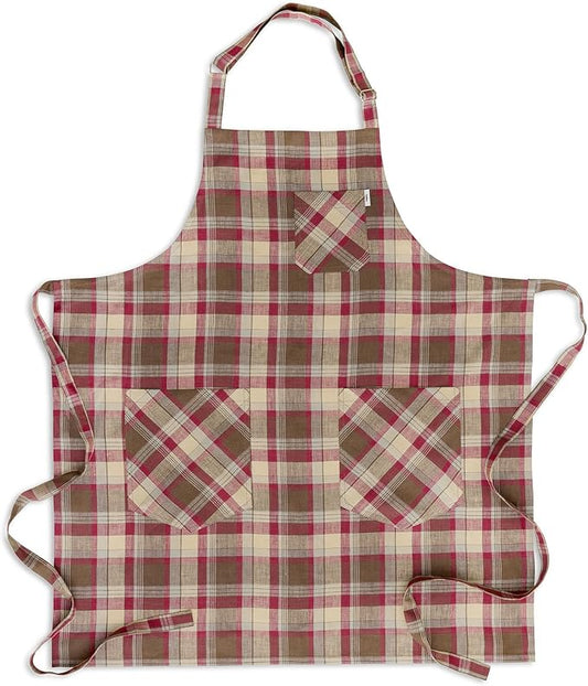 Solino Home Linen Bib Apron for Men & Women - 33 x 30 Inch Kitchen Apron with Front Pockets - Handcrafted from European Flax