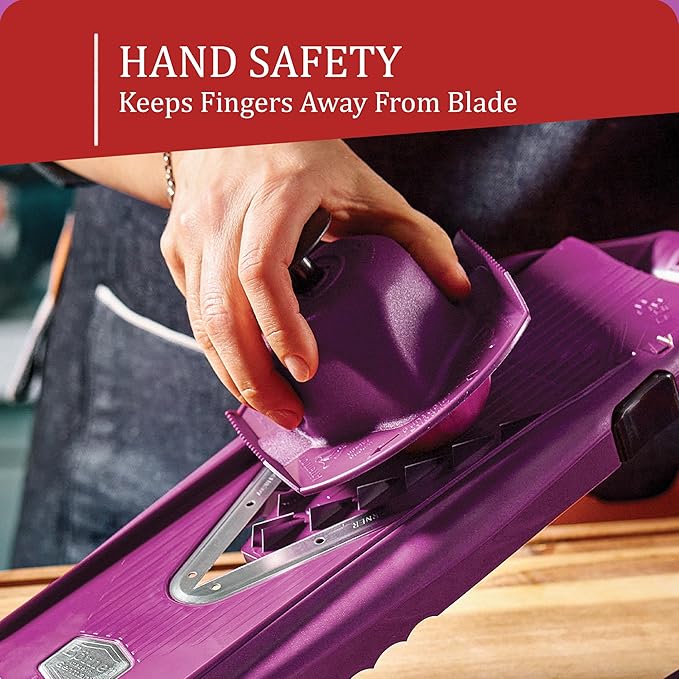 Borner by Reston Lloyd Food Safety Holder for Mandoline Slicers, Cutters & Food Graters, Protective Hand, Finger Guard for Safe Slicing & Grating, Purple