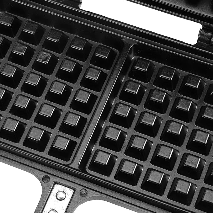 Double Sided Cast Iron Waffle Maker, Nonstick Waffle Maker Pan, Metal Grilled Sandwich Maker Pan, Waffle Iron for Stovetop or Grill, Grill Cheese Sandwich Maker for Kitchen Breakfast