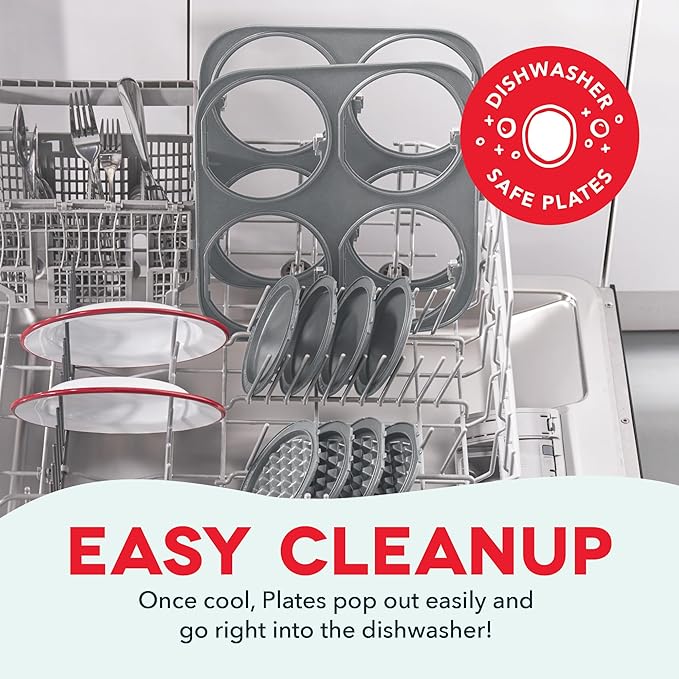 Dash MultiMaker® Family Mini Maker System - Dual Ceramic Nonstick Cooking Surfaces - Built-In Cord Wrap - Makes 4-Inch Waffles - Aqua, 8 Plates