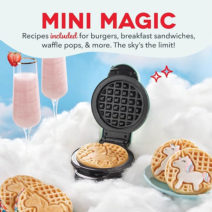 Dash MultiMaker® Mini System - Compact Waffle Maker for Family Breakfasts - Removable Griddle Plates & nonstick surface - 6 Plates - Aqua,(Pack of 4)