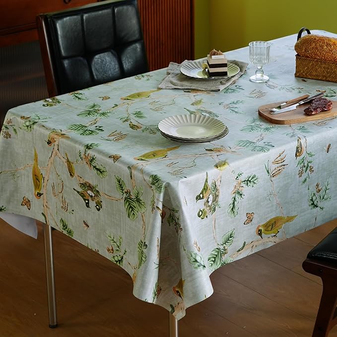 Rectangle Table Cloth,100% Waterproof Tablecloth Oil Proof Spill Proof Vinyl Table Cloth, Wipe Clean Plastic Table Cover for Dining, Camping, Indoor and Outdoor 54" x 78",Magpie