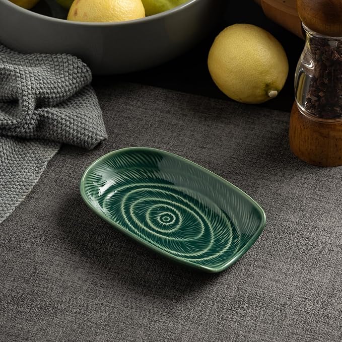 Ceremic Spoon Rest for Stove Top, Spoon Holder for Kitchen Counter, Coffee Spoon Rest, Cooking Utensil Rest for Ladles, Kitchen Decor, Housewarming Gifts, 1 pack (green)