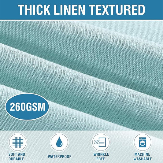 H.VERSAILTEX Linen Textured Table Cloths Round 70 Inch Premium Solid Tablecloth Spill-Proof Waterproof Table Cover for Dining Buffet Feature Extra Soft and Thick Fabric Wrinkle Free, Aqua