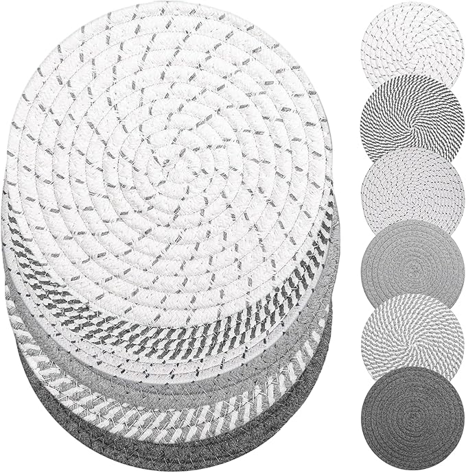 10" Trivets for Hot Dishes, Hot pots and Pans, Set of 6, Heat Resistant Pot Holders for Kitchen, Hot Pads for Countertops