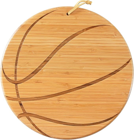 Totally Bamboo Basketball Shaped Bamboo Wood Cutting Board and Charcuterie Board, Great Gift for Basketball Fans