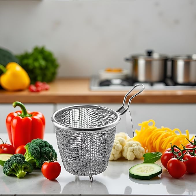 Silver Dumpling Noodle Strainer, Fine Mesh Strainer with Handle Colanders Food Strainers Colanders anda Food Strainers,Kitchen Utensils and Gadgets