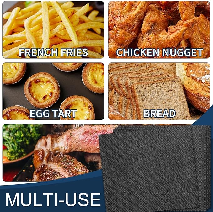 GWYSY 4-Pack Set Fiberglass Reusable Oven Baking Mats for Ninja DT201 DT251 Foodi 10-in-1 Smart XL Air Fry Oven 10.83"x12.4" Non-Stick Air Fryer Liners Heat-Resistant oven liners for bottom of oven