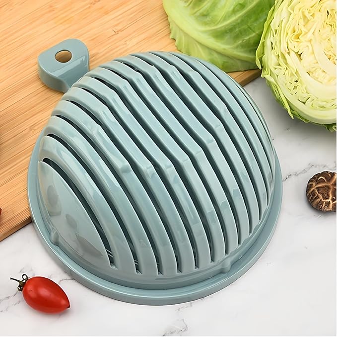 Fruit and Vegetable Cutter Bowl, Slicers for Fruits and Vegetables, Salad Chopper Cutter (Blue)