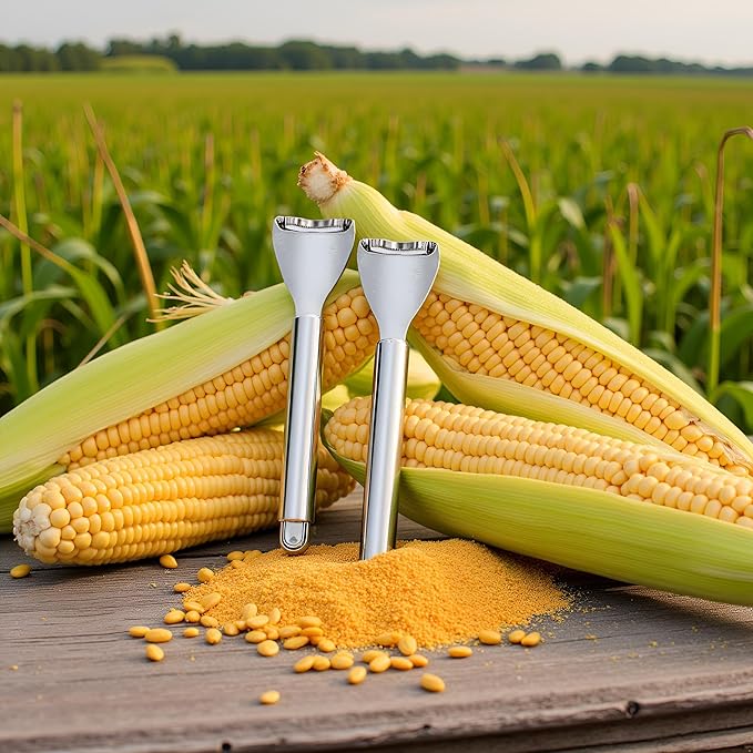 2Pcs Silver Corn Peeler Corn Planer Thresher Corn Kernel Remover Tool Stainless Steel Corn Peeler for Corn On The Cob Corn Cutter Corn Scraper with Ergonomic Handle for Kitchen Corn Stripper Tool