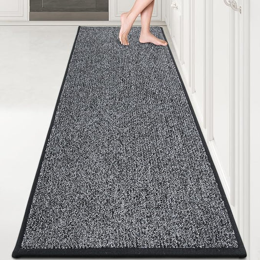 PURRUGS Machine Washable Kitchen Runner Rug 2ft8in x 8ft, Non-Slip/Skid Hallway Runner Rug, Super Absorbent Soft Area Rug for Hallway, Kitchen & Laundry, Rolled Packaging, Charcoal