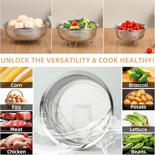 Stainless Steel Steamer Basket - Pot Insert for Vegetable, Dumpling, Fruits, Multi-Purpose Mesh Strainer for Cooking