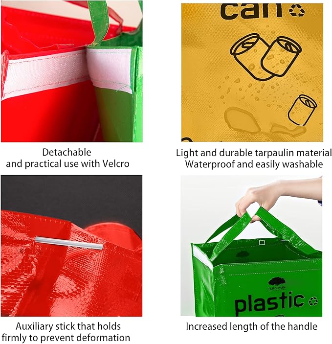 Recycling Bags,Separate Recycling Waste Bin Bags for Kitchen Home, Trash and Recycle Bin Combo,Reusable Waterproof,Kitchen & Christmas Gifts for Woman,42 Gallon,3Pack
