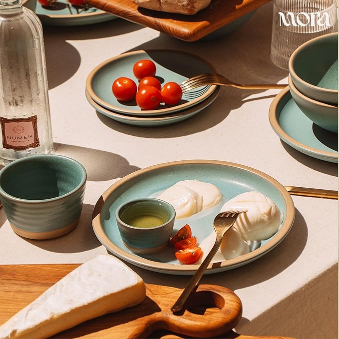 Mora Nano Ramekins Set of 4, 2oz Ceramic Pottery Sauce Cups - Microwave, Oven and Dishwasher Safe - Iris