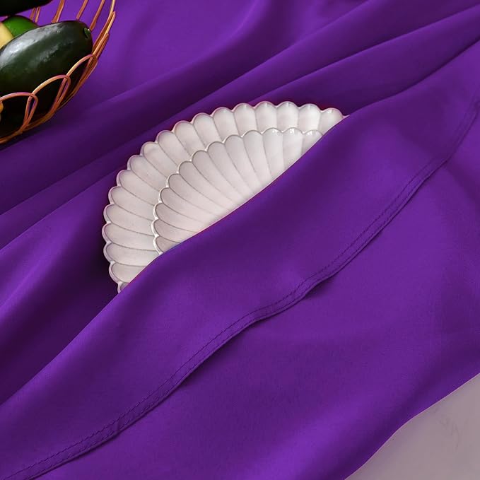 MEANMOY 2 Pack Purple 210 GSM Water & Stain Resistant Round Tablecloth - Solid 60 Inch Circle Table Cloth Cover in Wrinkle Free Washable Wipe Clean Polyester for Wedding, Party, Banquet (2 Pcs)