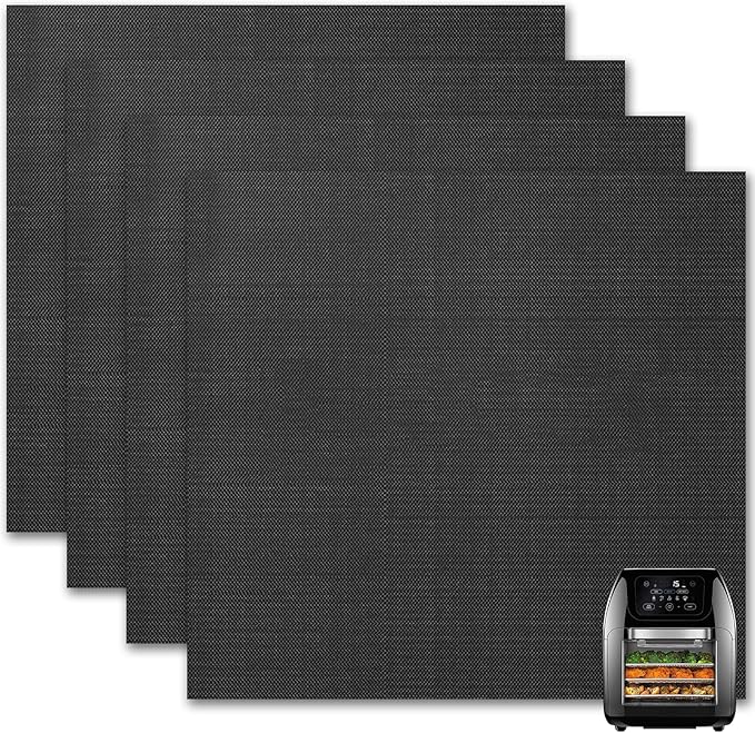 GWYSY Oven Liners for Bottom of Oven, 9.4"x8.7" Reusable Non-Stick Heat Resistant Baking Mat Teflon Sheets for Chefman 10QT Multifunctional Digital Air Fryer, 4 Pack